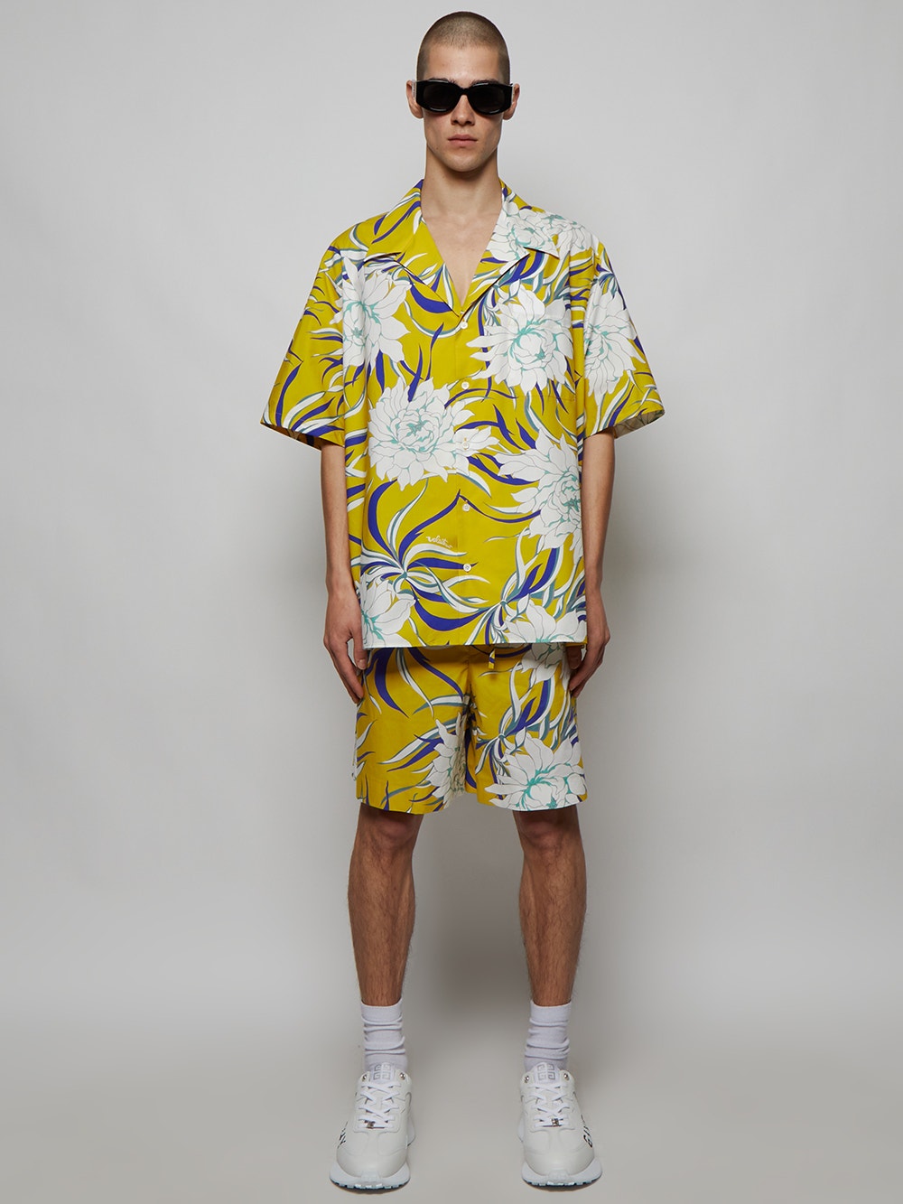 Men | VALENTINO | Peony Print Bermuda Short | Yellow Purple & White