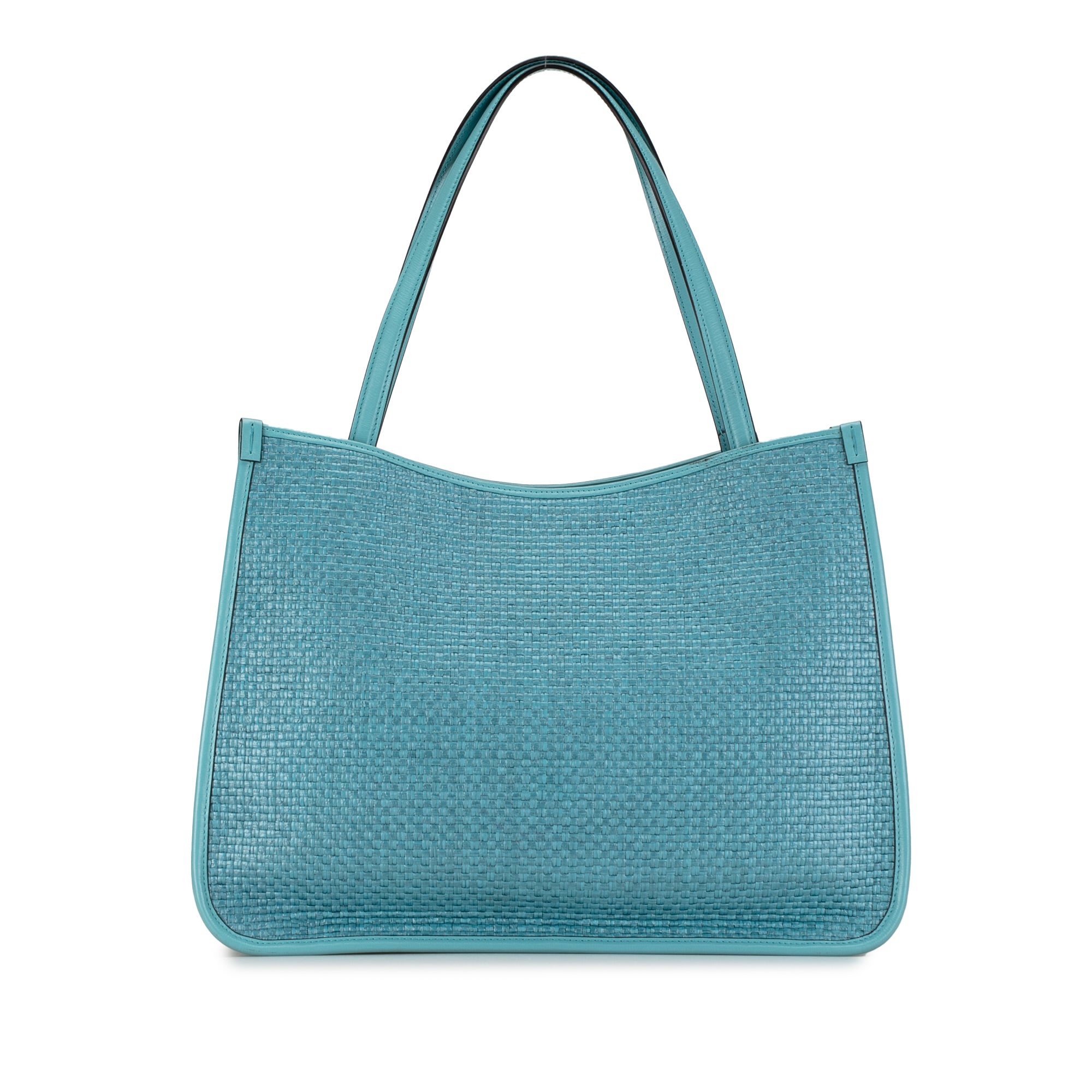 Gucci | Pre-Owned Medium Straw Horsebit 1955 Tote | Blue/Light Blue