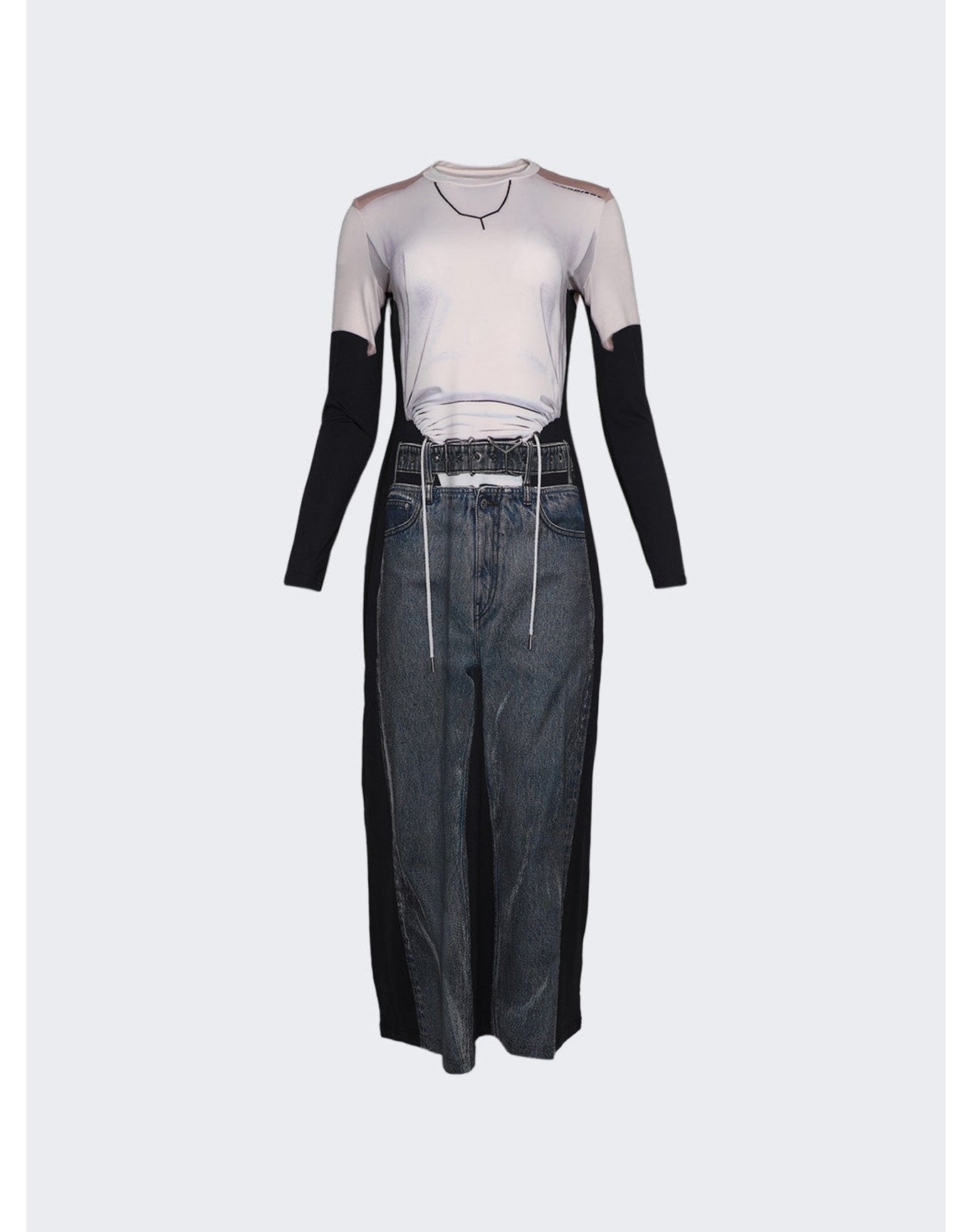 Y/Project | Women | Jean Paul Gaultier Trompe-l'oeil Y Belt Denim Mai Dress | Black x White