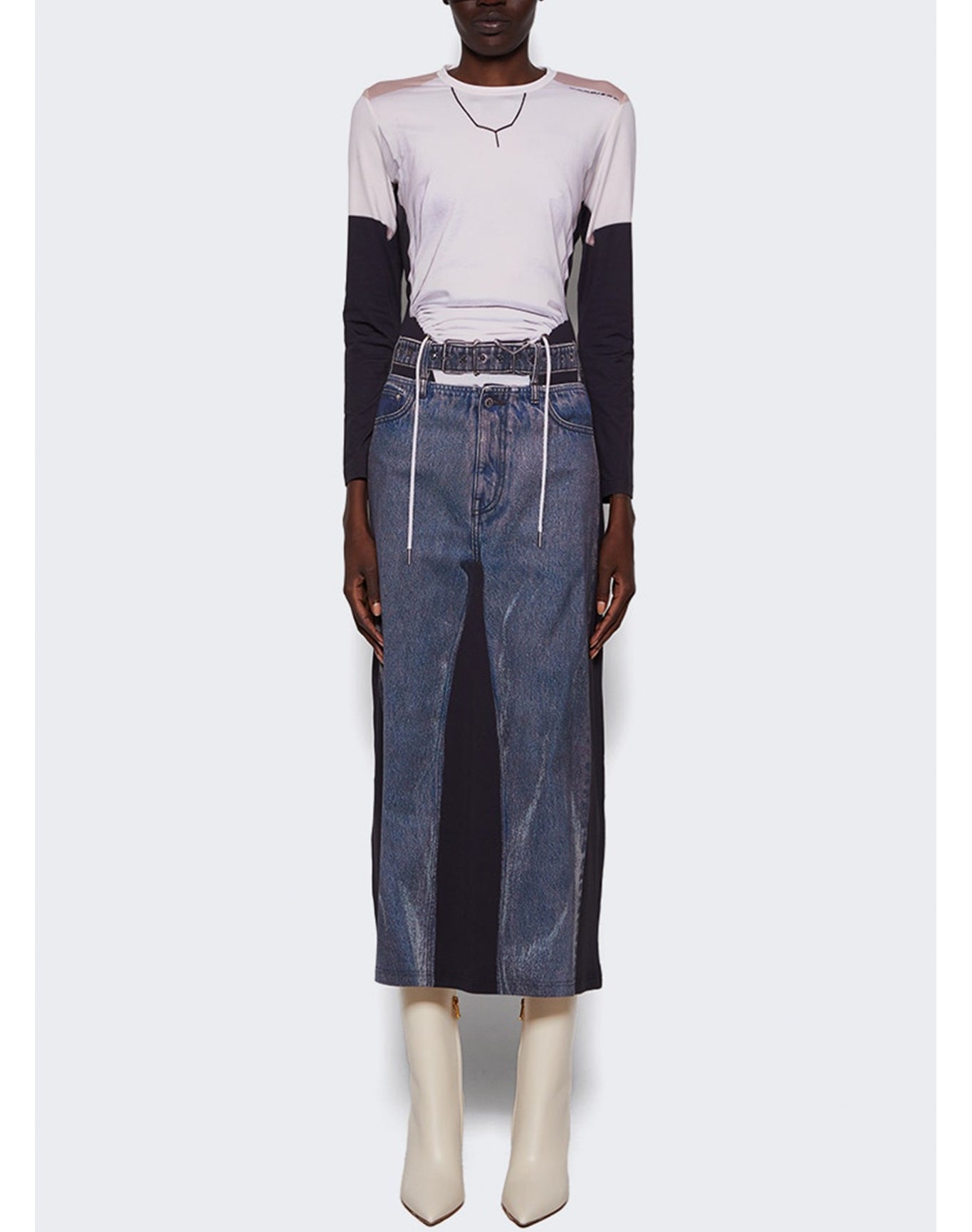 Y/Project | Women | Jean Paul Gaultier Trompe-l'oeil Y Belt Denim Mai Dress | Black x White