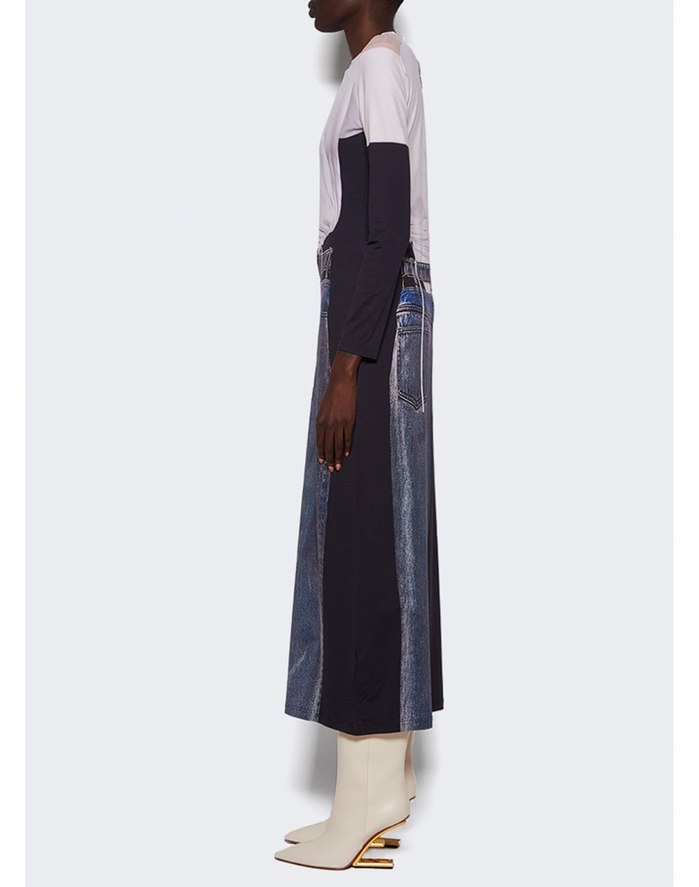 Y/Project | Women | Jean Paul Gaultier Trompe-l'oeil Y Belt Denim Mai Dress | Black x White
