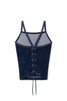 Women | Vintage Terry Laced-Back Crop Tank | Past Midnight