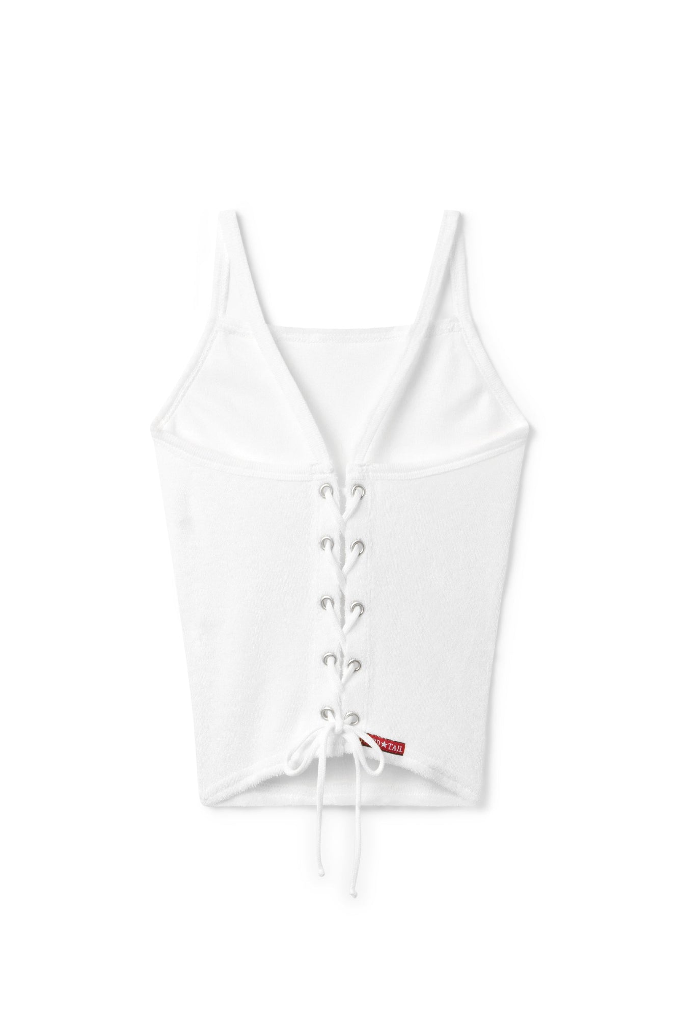 Women | Vintage Terry Laced-Back Crop Tank | White