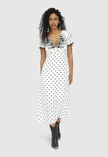 Women | You & I Polka Dot Midi Dress | Black/White