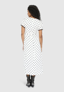 Women | You & I Polka Dot Midi Dress | Black/White