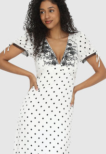 Women | You & I Polka Dot Midi Dress | Black/White