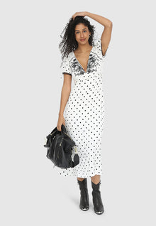 Women | You & I Polka Dot Midi Dress | Black/White