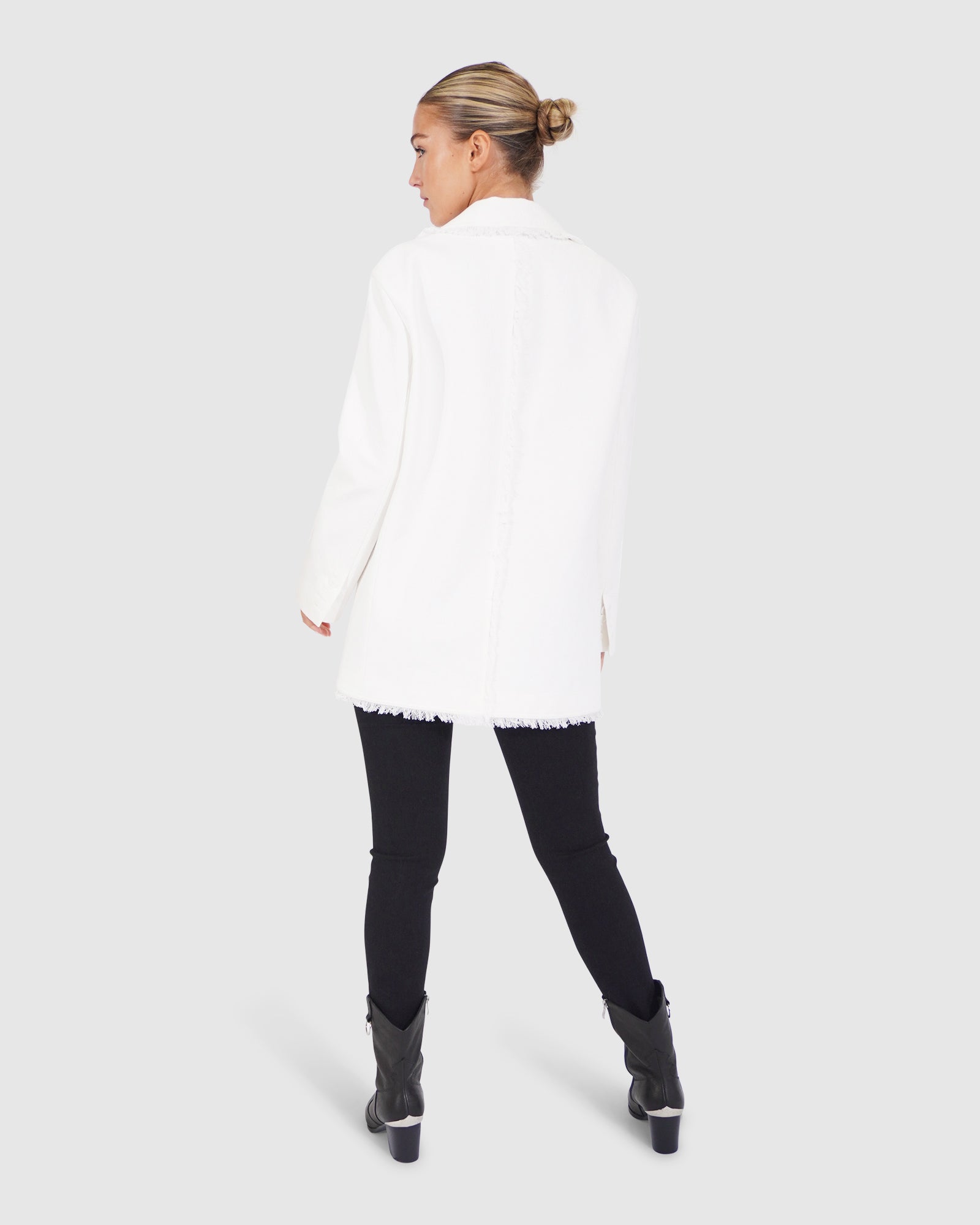 Women | Young Blood Frayed Edge Blazer | Cream