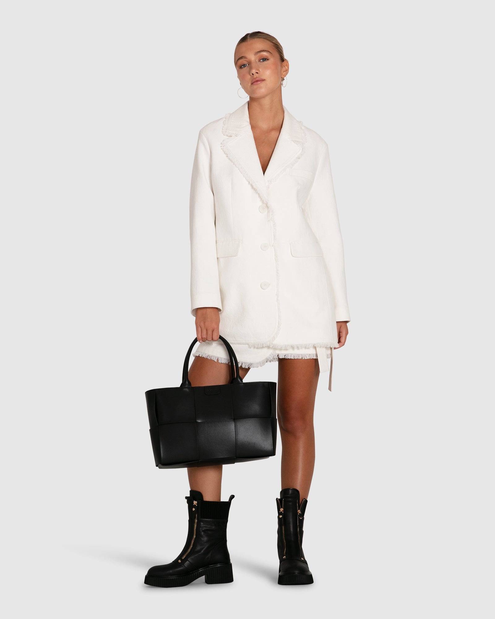 Women | Young Blood Frayed Edge Blazer | Cream