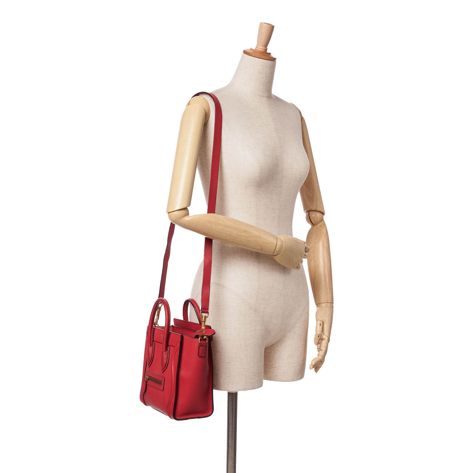 Celine | Pre-Owned Nano Leather Luggage Tote | Red