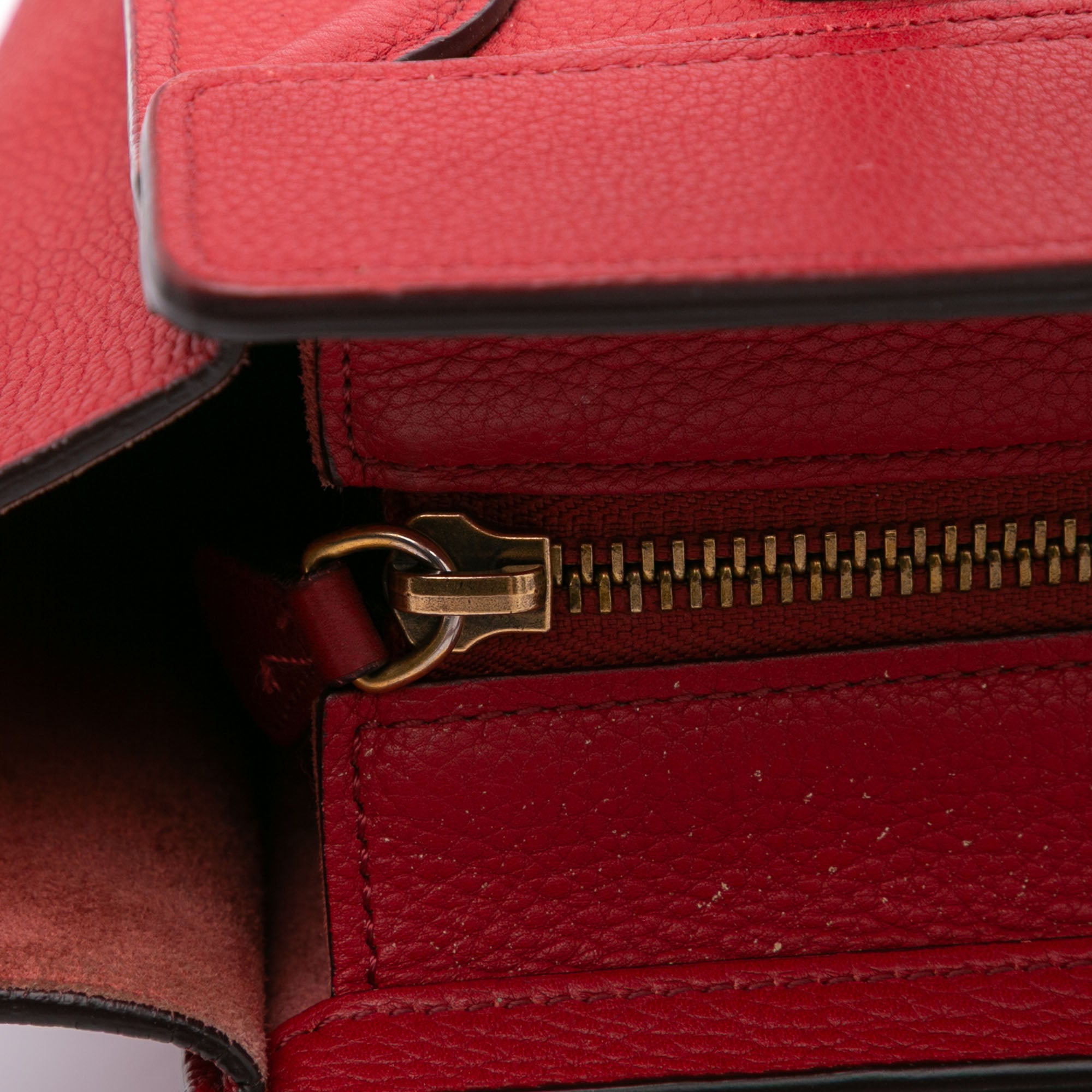 Celine | Pre-Owned Nano Leather Luggage Tote | Red