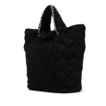Chanel | Pre-Owned Large Quilted Knit Pluto Glitter Satchel | Black