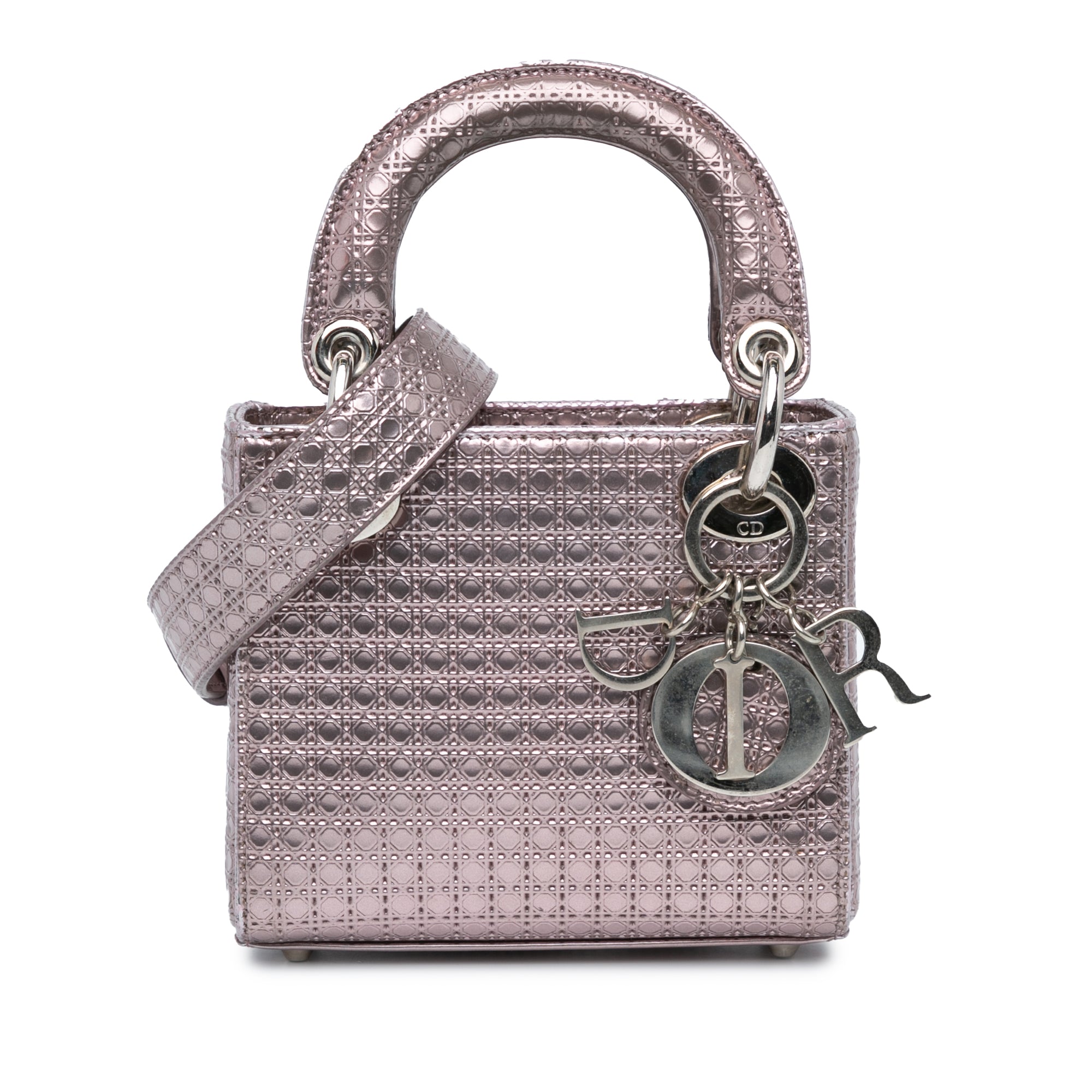 Dior | Pre-Owned Mini Metallic Patent Microcannage Lady | Pink