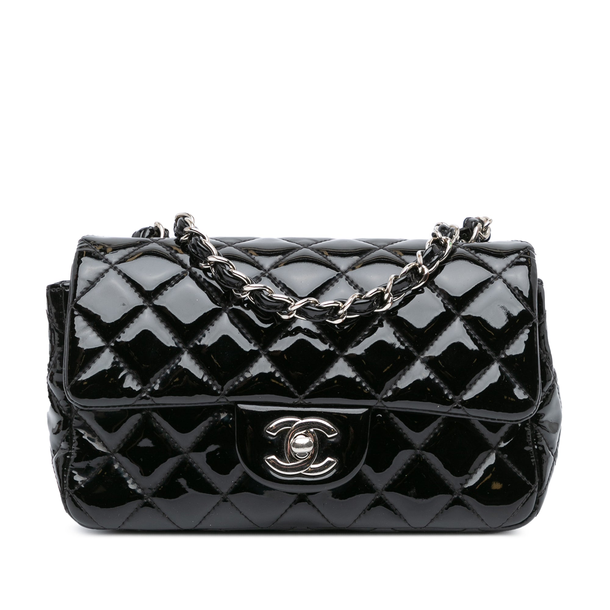 Chanel | Pre-Owned Mini Rectangular Classic Patent Single Flap | Black
