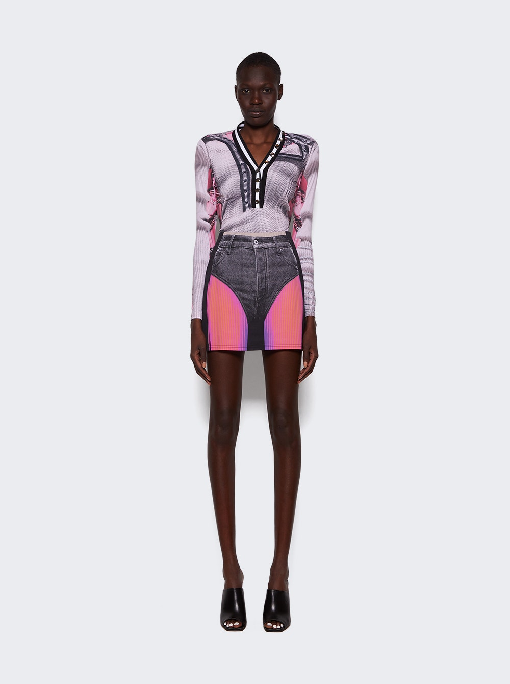 Women | Y/PROJECT X Jean Paul Gaultier | Trompe-l'oeil Cardigan Bodysuit | Pink
