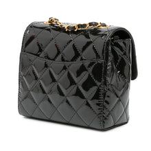 Chanel | Pre-Owned Mini Square Classic Patent Single Flap with Golden Chain Shoulder Strap | Black
