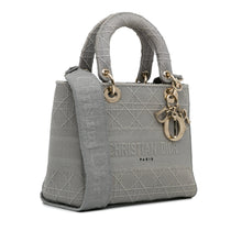 Dior | Pre-Owned Medium Canvas Cannage Lady D Lite - II | Gray/Light Gray