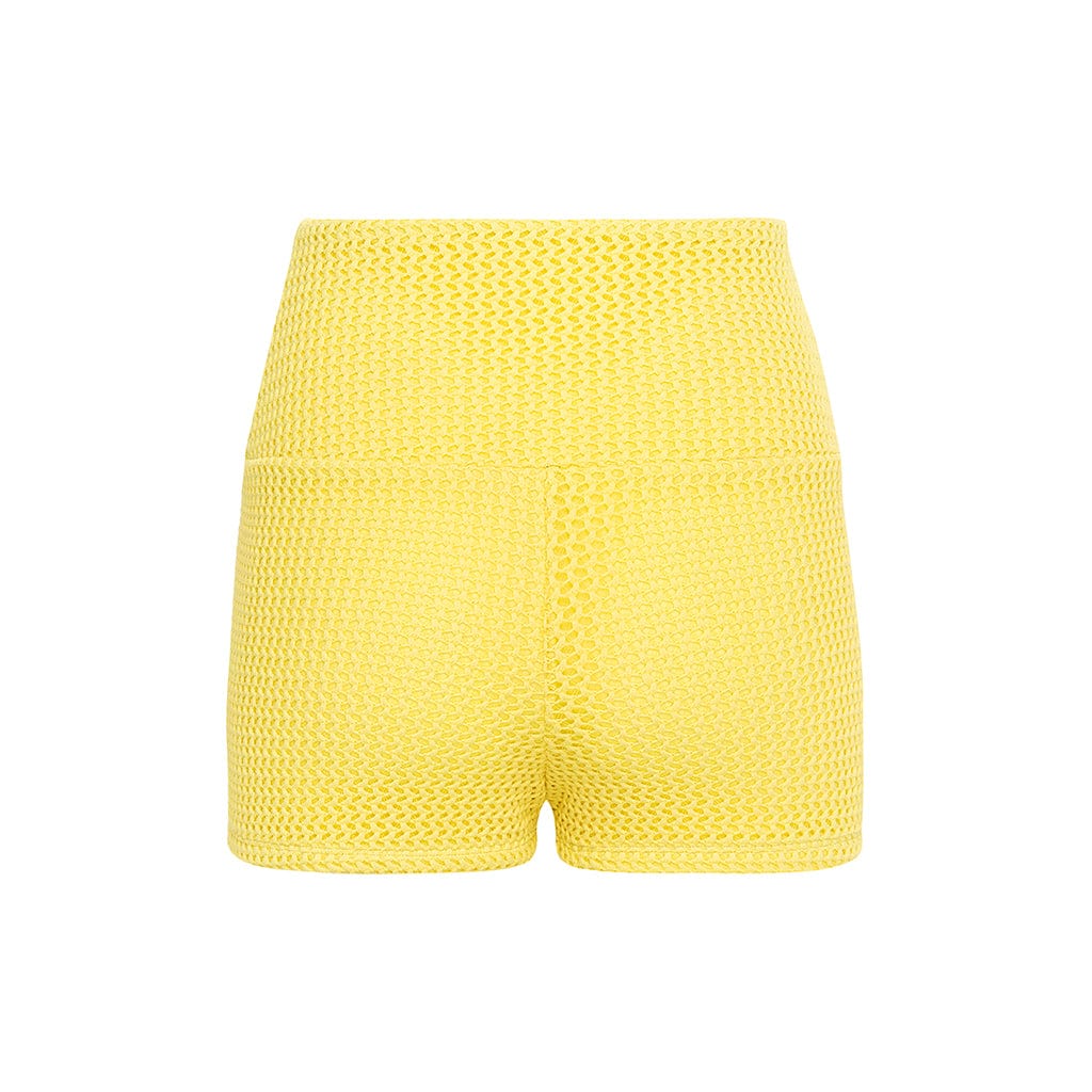 Women | Micro Bike Short | Yellow Crochet