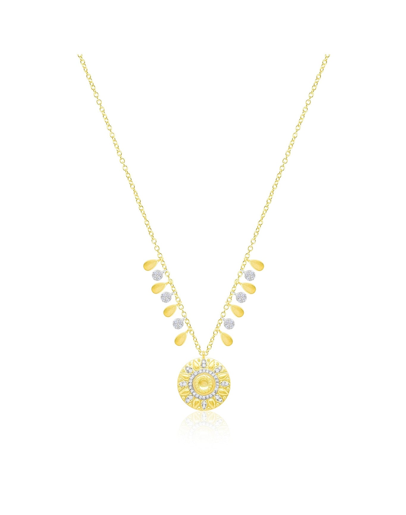 Yellow Gold Charm Necklace | 14K Two Tone Gold