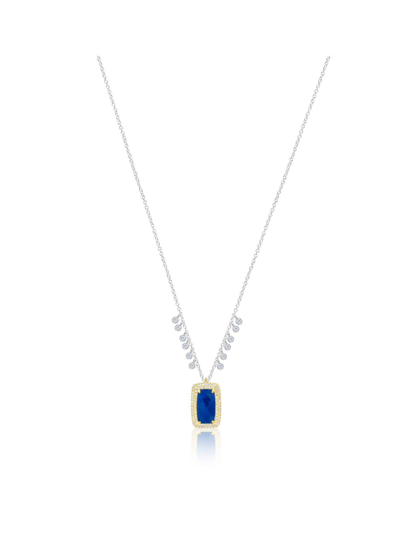Yellow and Tanzanite Two Toned Gold Diamond Necklace One A Kind | 14kt White Gold