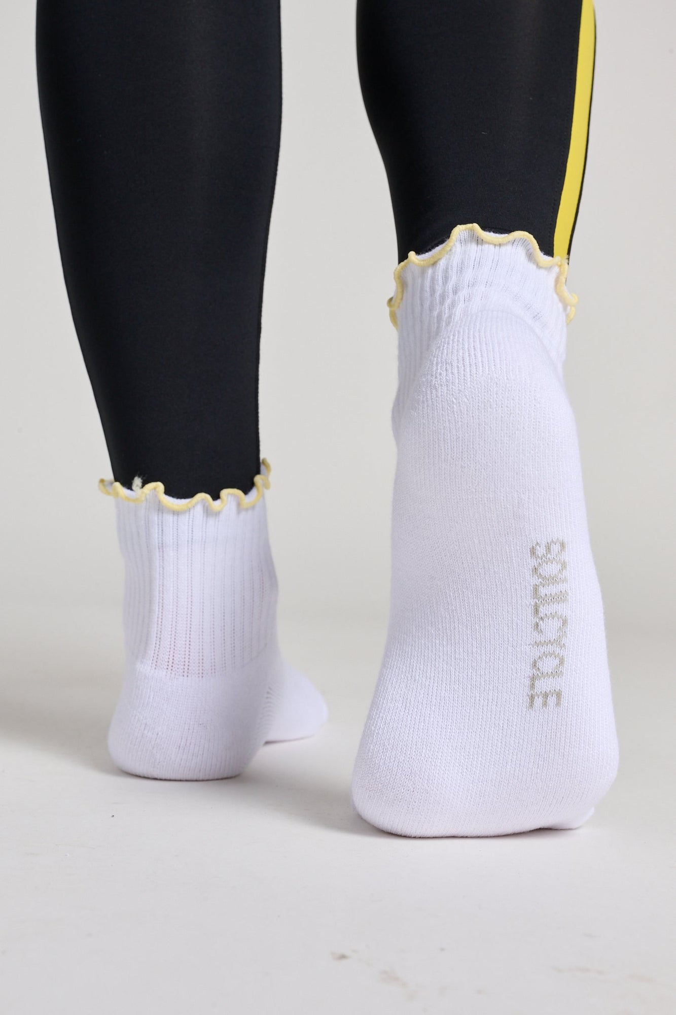 Soul by SoulCycle | Yellow Ruffle Quarter Cut Sock | White