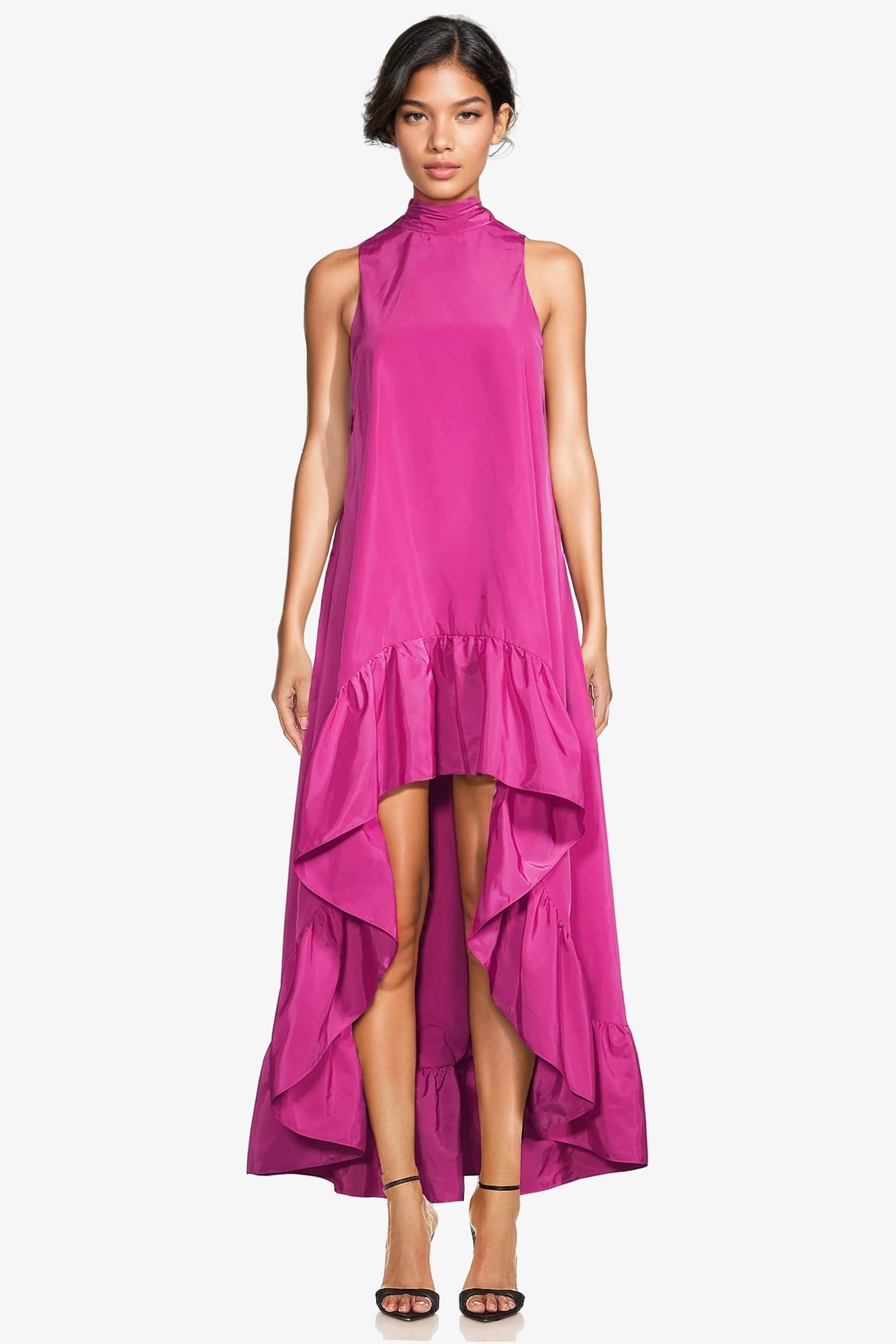 ONE33 SOCIAL | The Yolanda Fuchsia High-Low Maxi Gown | Pink