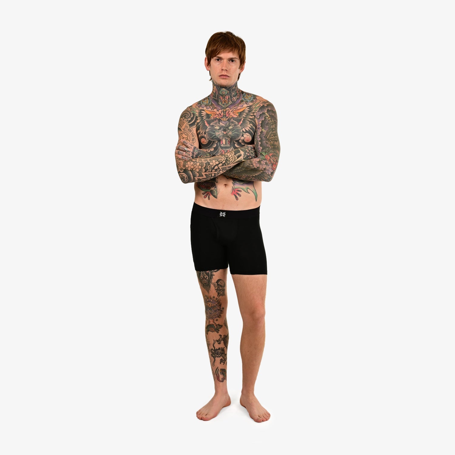 James wears a size S