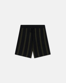 Mens | Walter Striped Terry-Knit Shorts | Stripe Dark Khaki Black