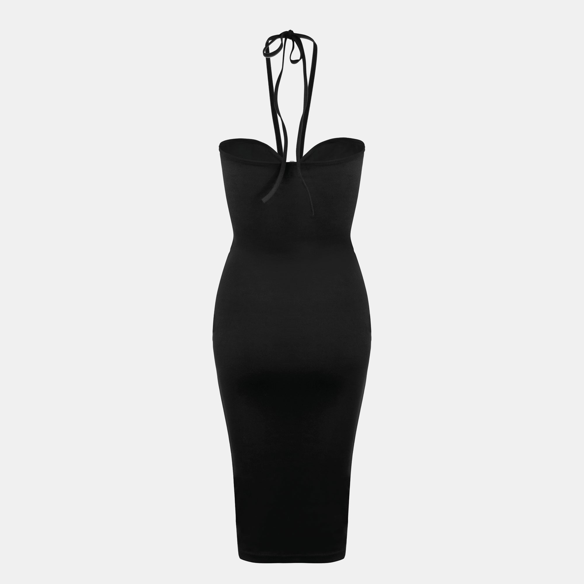 zita mini dress Tiger Mist Zita cowl neck open scoop back satin bow detail mini dress in black