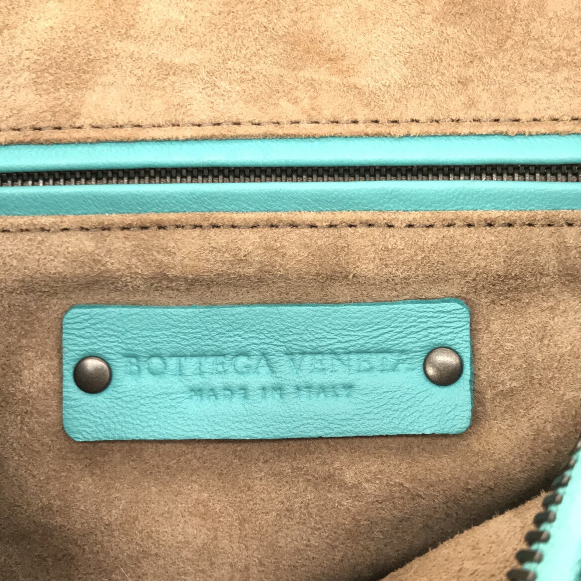Bottega Veneta | Pre-Owned Intrecciato Satchel | Blue/Aqua