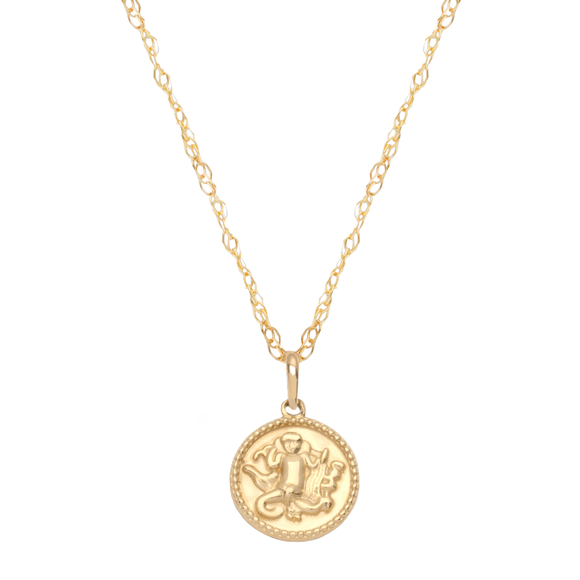 Zodiac Coin Pendant Necklace | 10K Yellow Gold