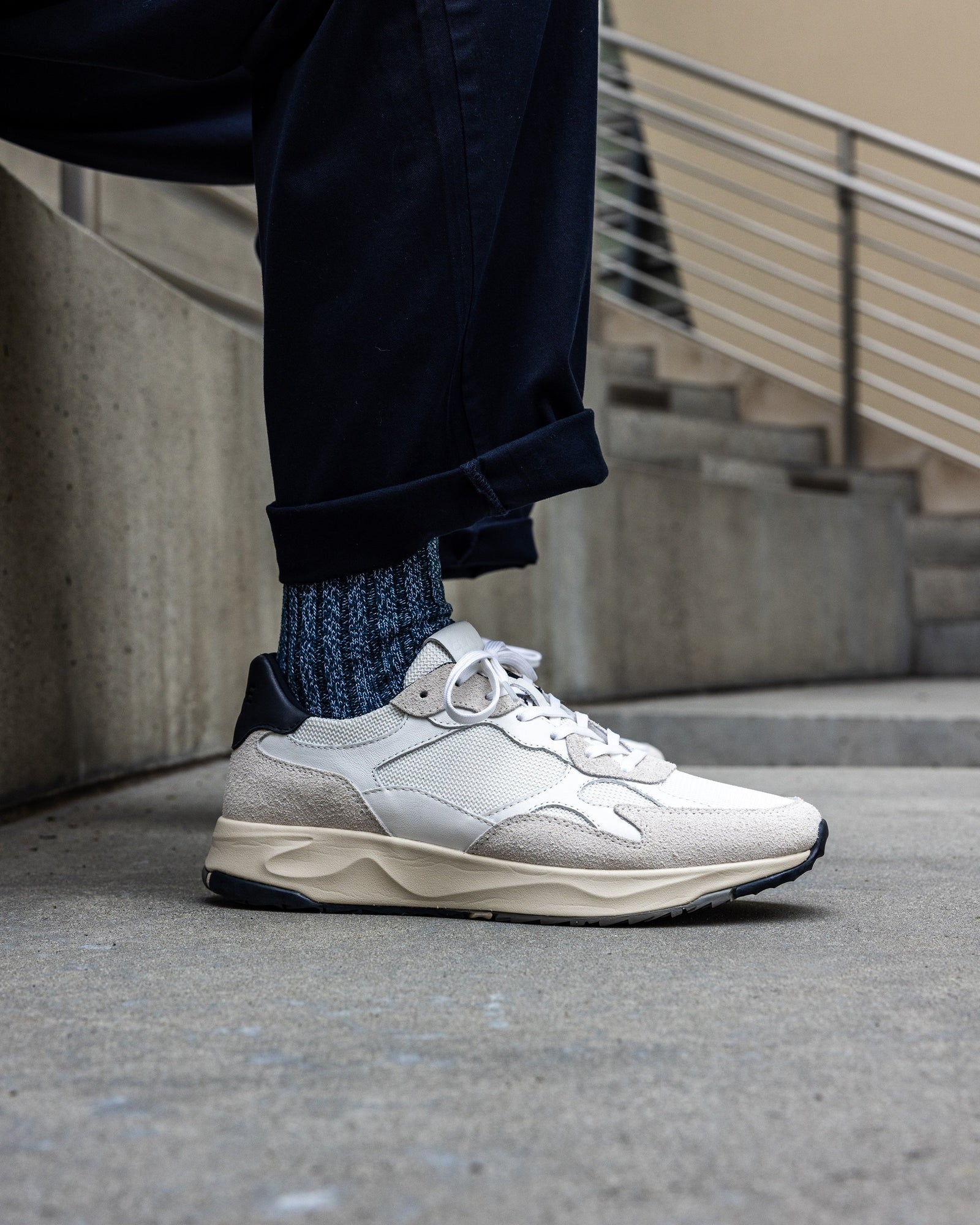 Womens | Zuma | White Leather Navy