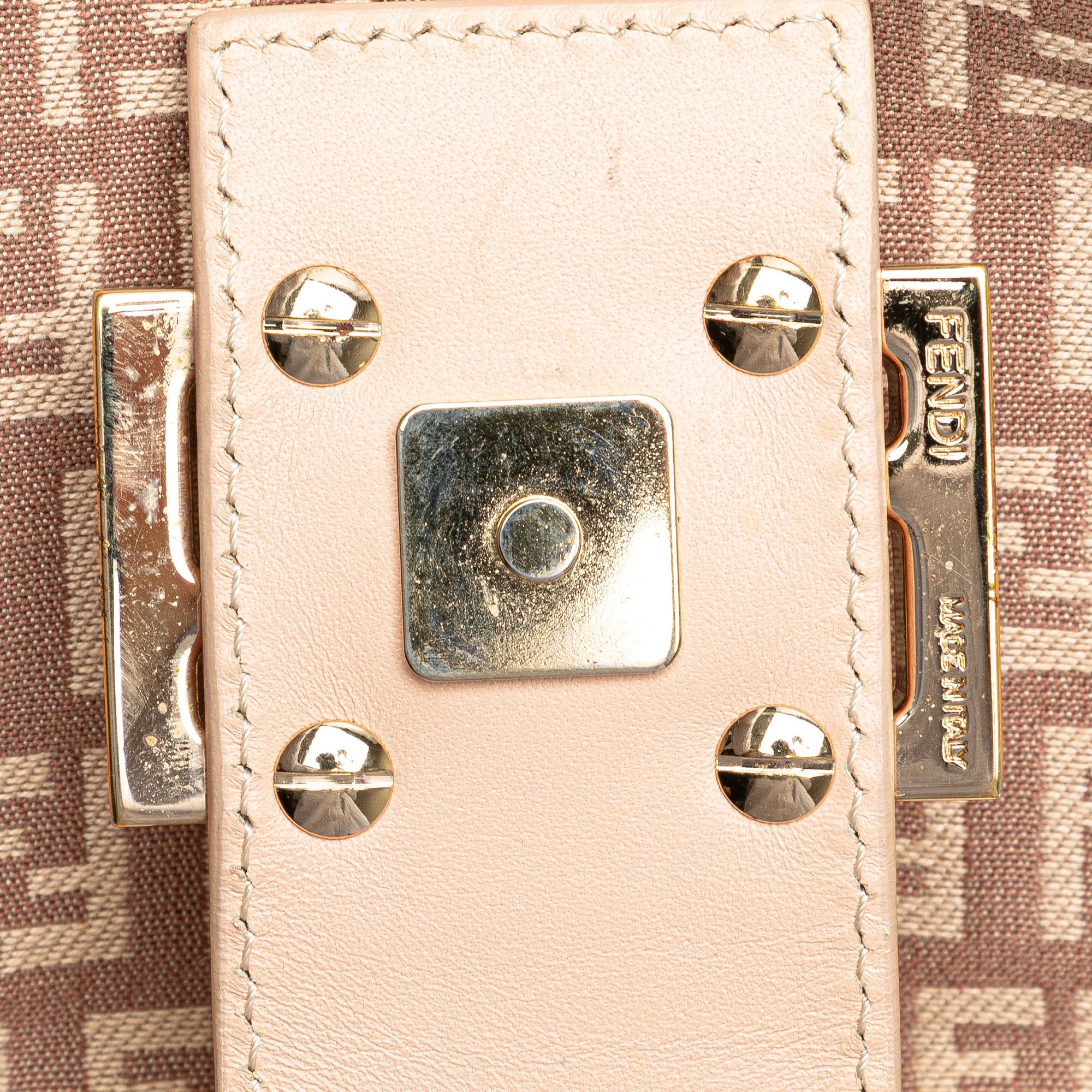 Fendi | Pre-Owned Zucchino Canvas Shoulder Bag | Pink/Light Pink