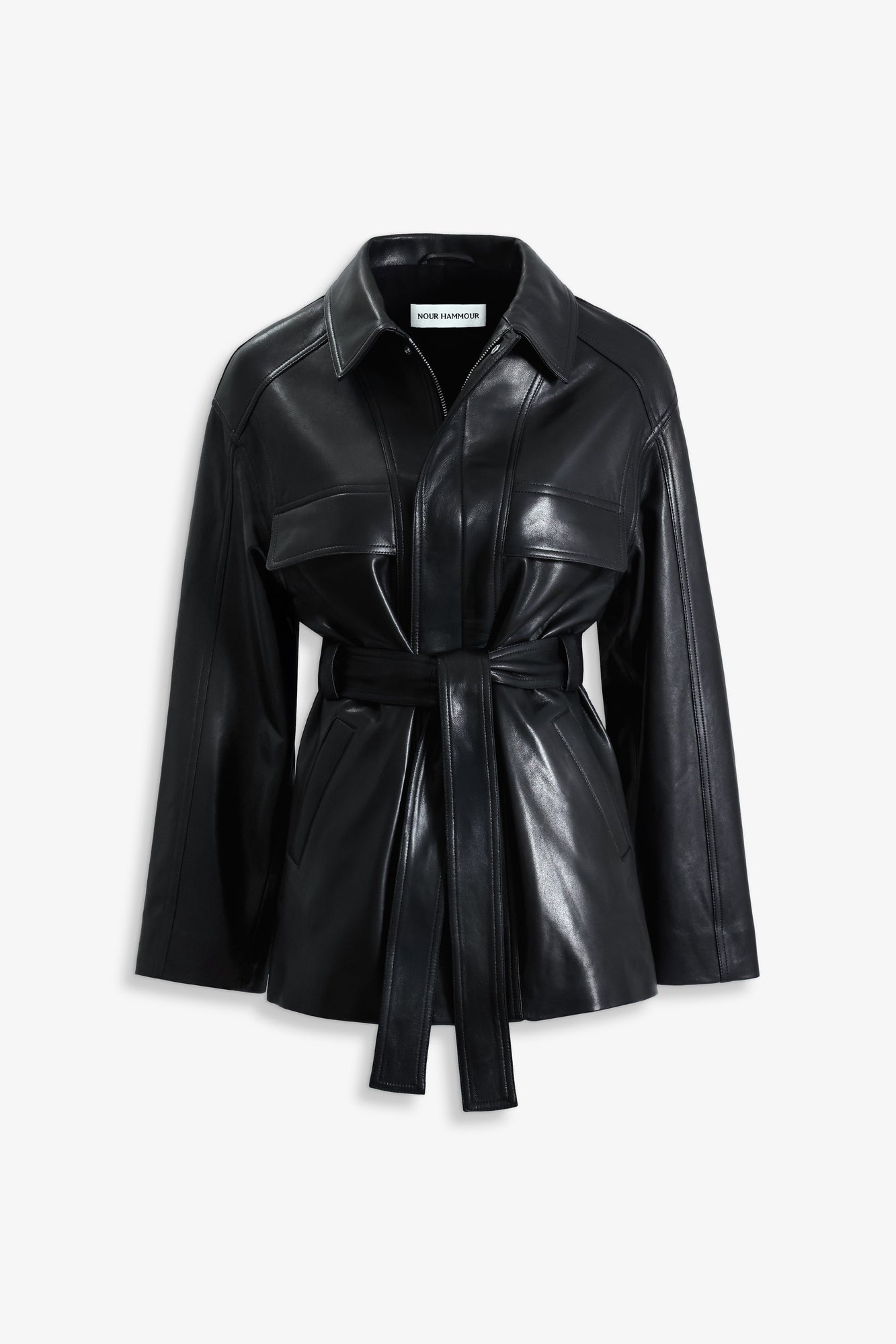 Nour Hammour Zakary Soft Leather Jacket Black - Silhouette