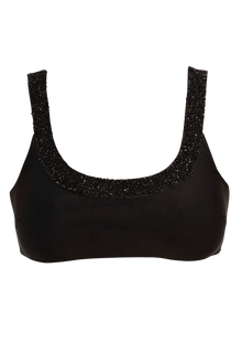 Zenya Hand - Beaded Embellished Bikini Top - Black - Self - Adore