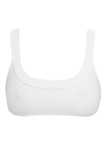 Zenya Hand - Beaded Embellished Bikini Top - White - Self - Adore