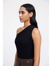 Zero302 | Ribbed Asymmetric Bodysuit | Black