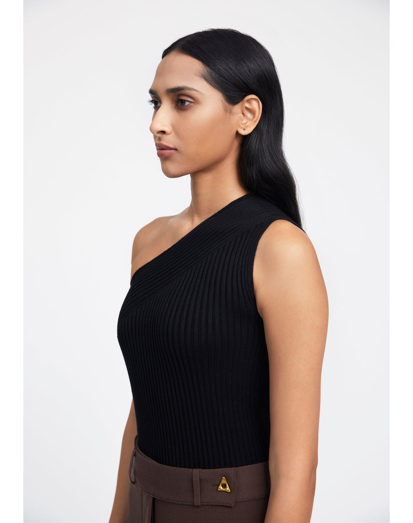 Zero302 | Ribbed Asymmetric Bodysuit | Black