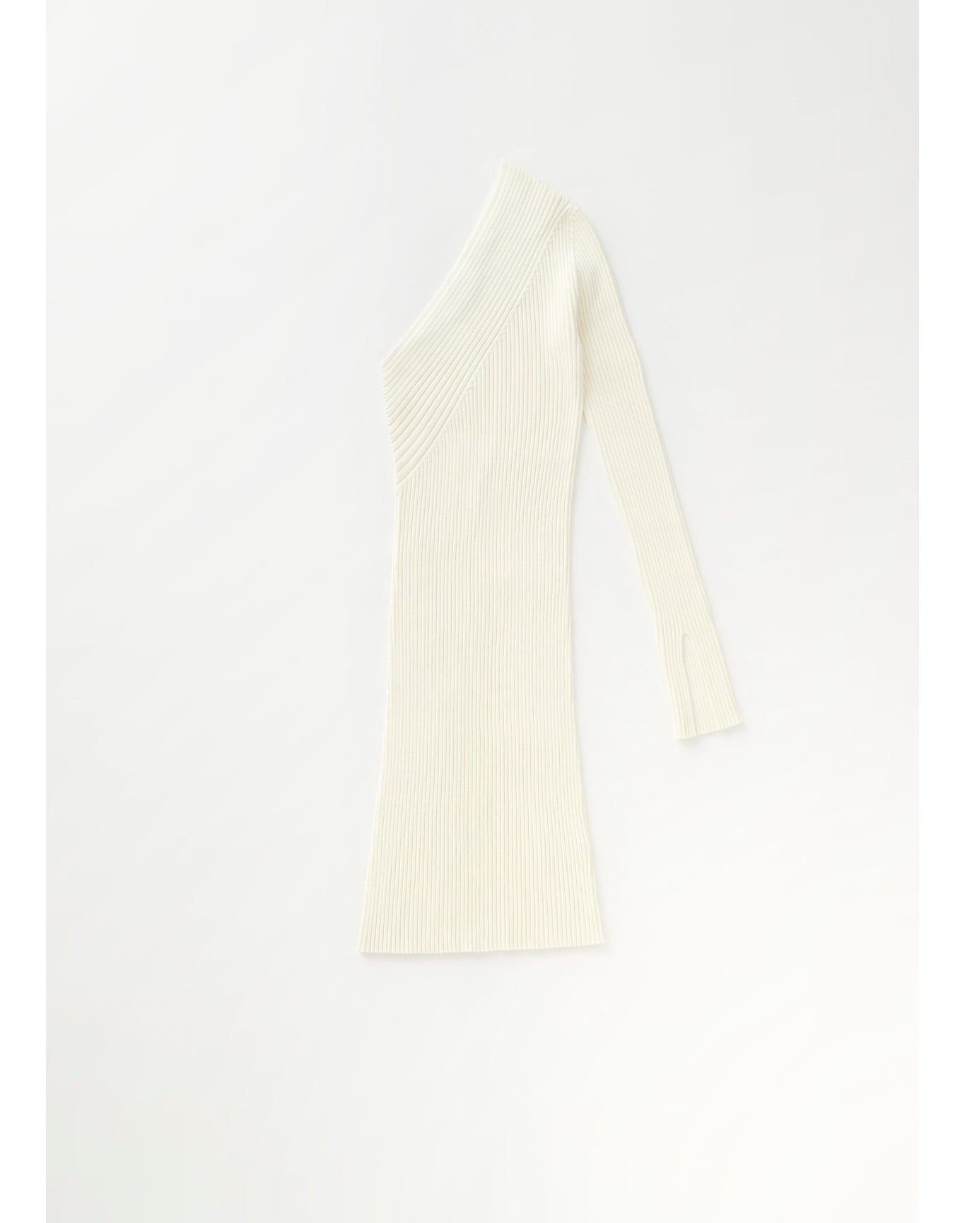 Zero303 | Ribbed Asymmetric Dress | Creme