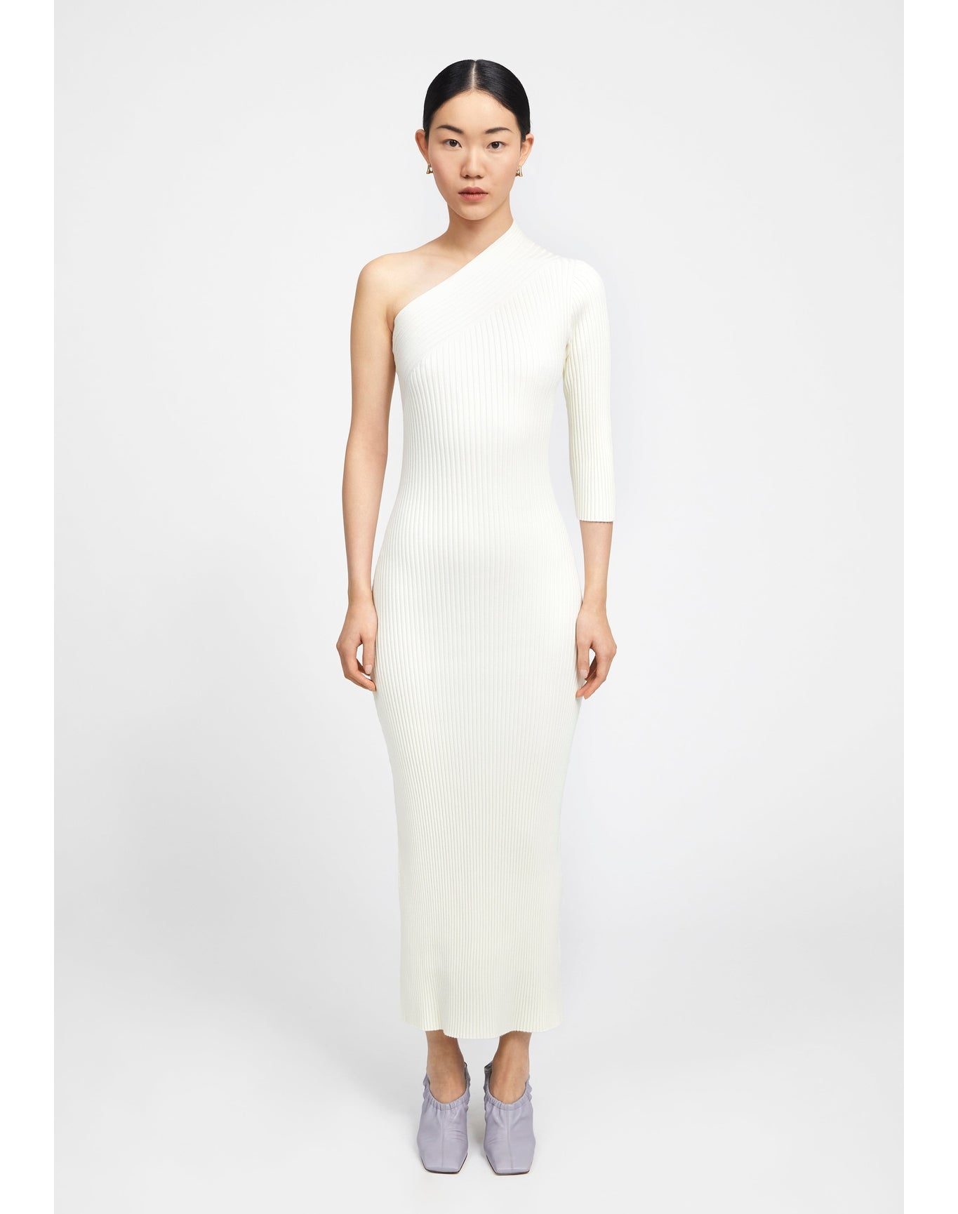 Zero304 | Ribbed Asymmetric Dress | Creme