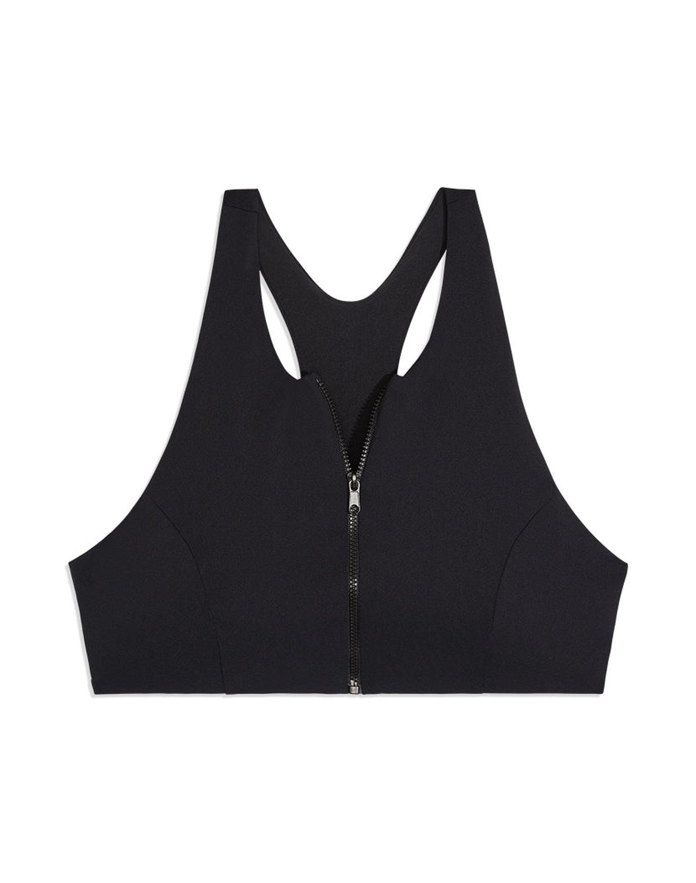 Zip Front Racerback Bikini Top | Black