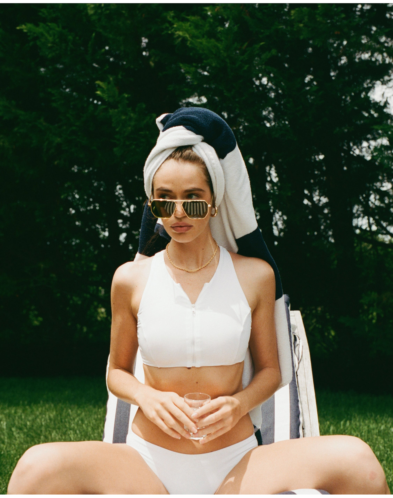 Zip Front Racerback Bikini Top | Optic White