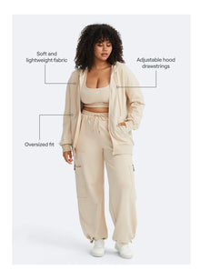 Zip Up Hoodie with Pockets | Oat Milk Beige