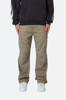 Zipper Denim Cargo Pants | Khaki