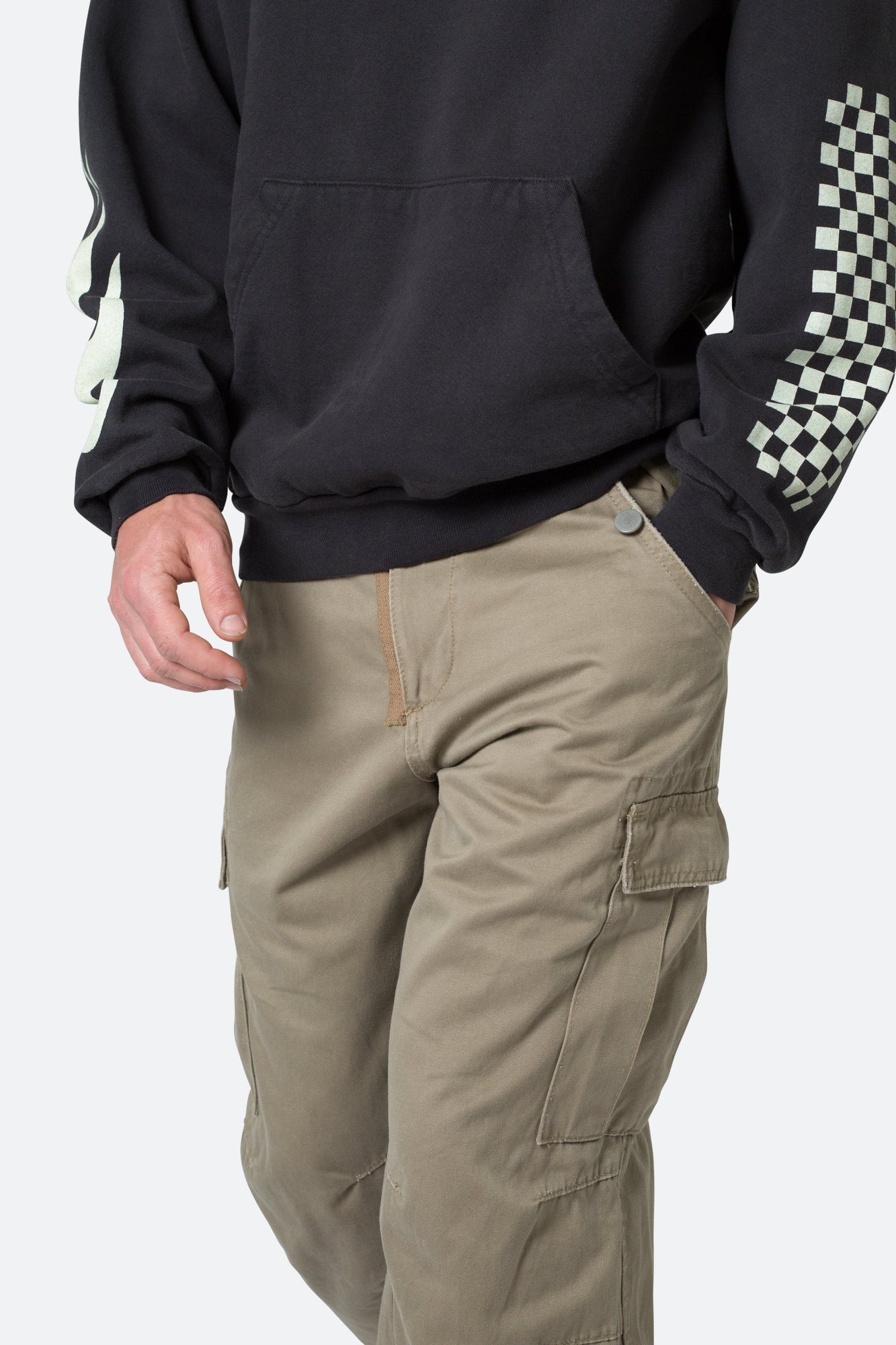 Zipper Denim Cargo Pants | Khaki