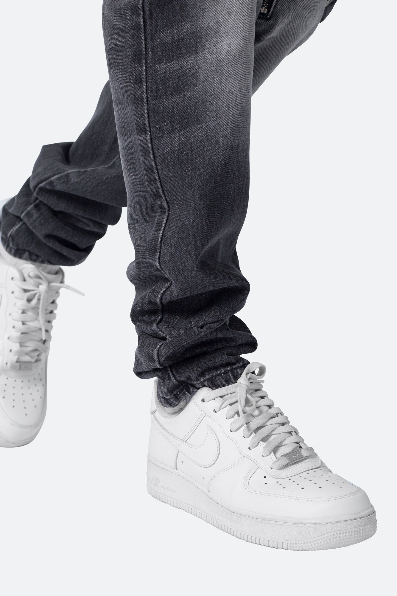 Zipper Inseam Cargo Denim | Washed Black