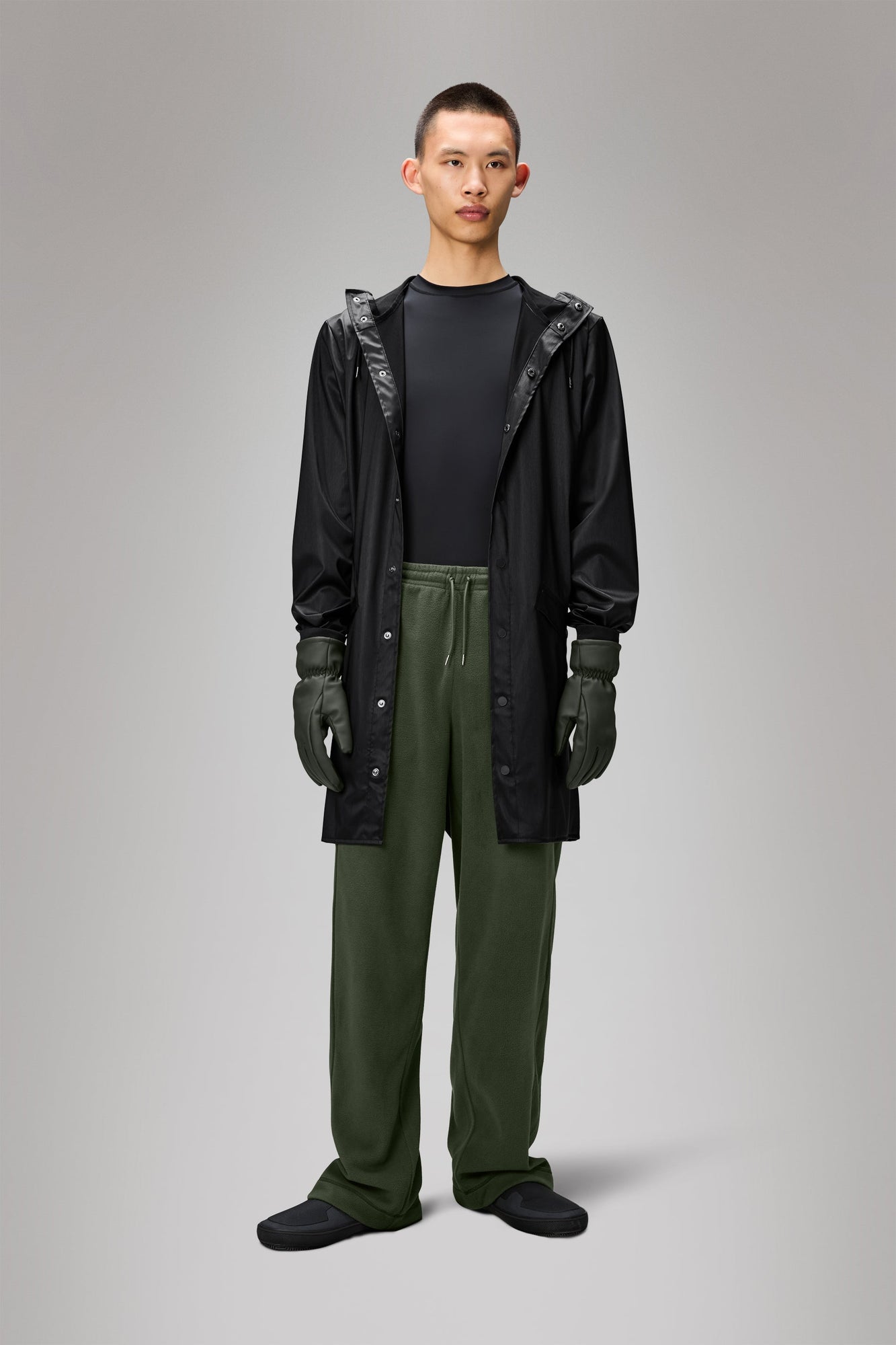 RAINS Long Jacket Black Grain Jacket