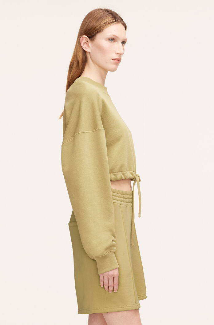 Cropped Terry Sweatshirt With Drawcord | Manzanilla
