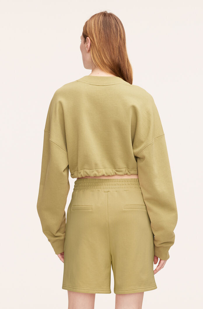 Cropped Terry Sweatshirt With Drawcord | Manzanilla