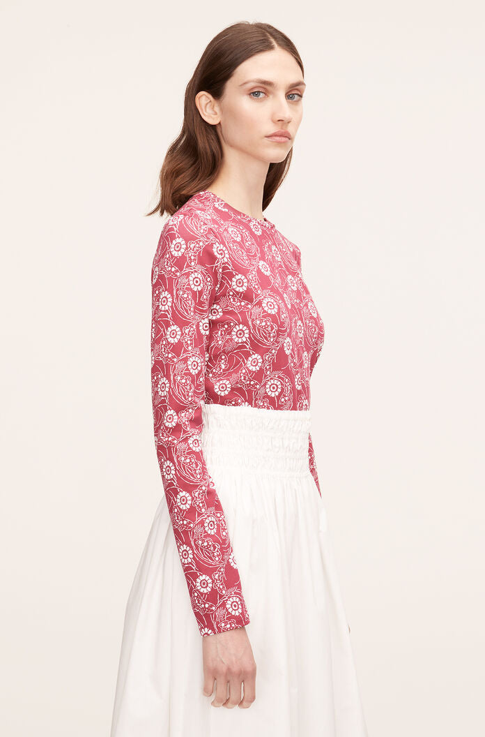 Monarch Fleur Essential Long Sleeve Tee | Crimson Stripe